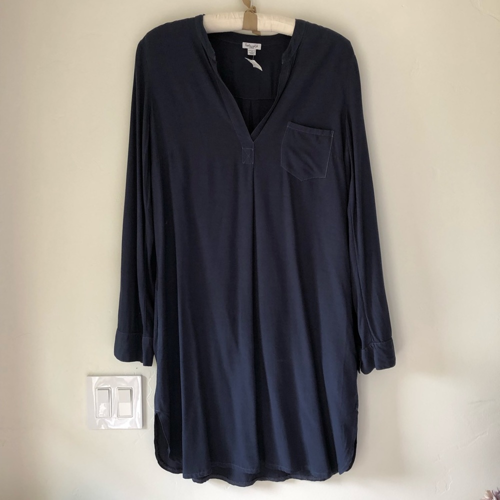 Anthropologie Splendid Navy Blue Rayon Shirt Dress